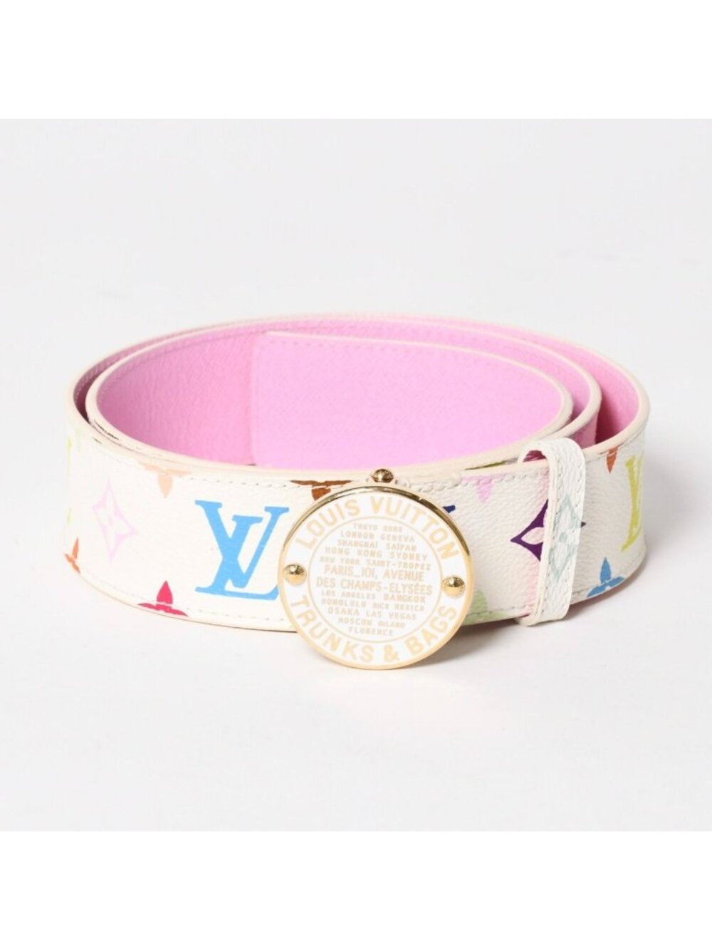 Louis Vuitton Ceinture Belt White Multicolor Gold